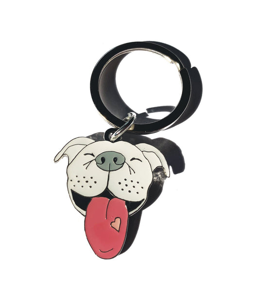 White Pitbull Keychain