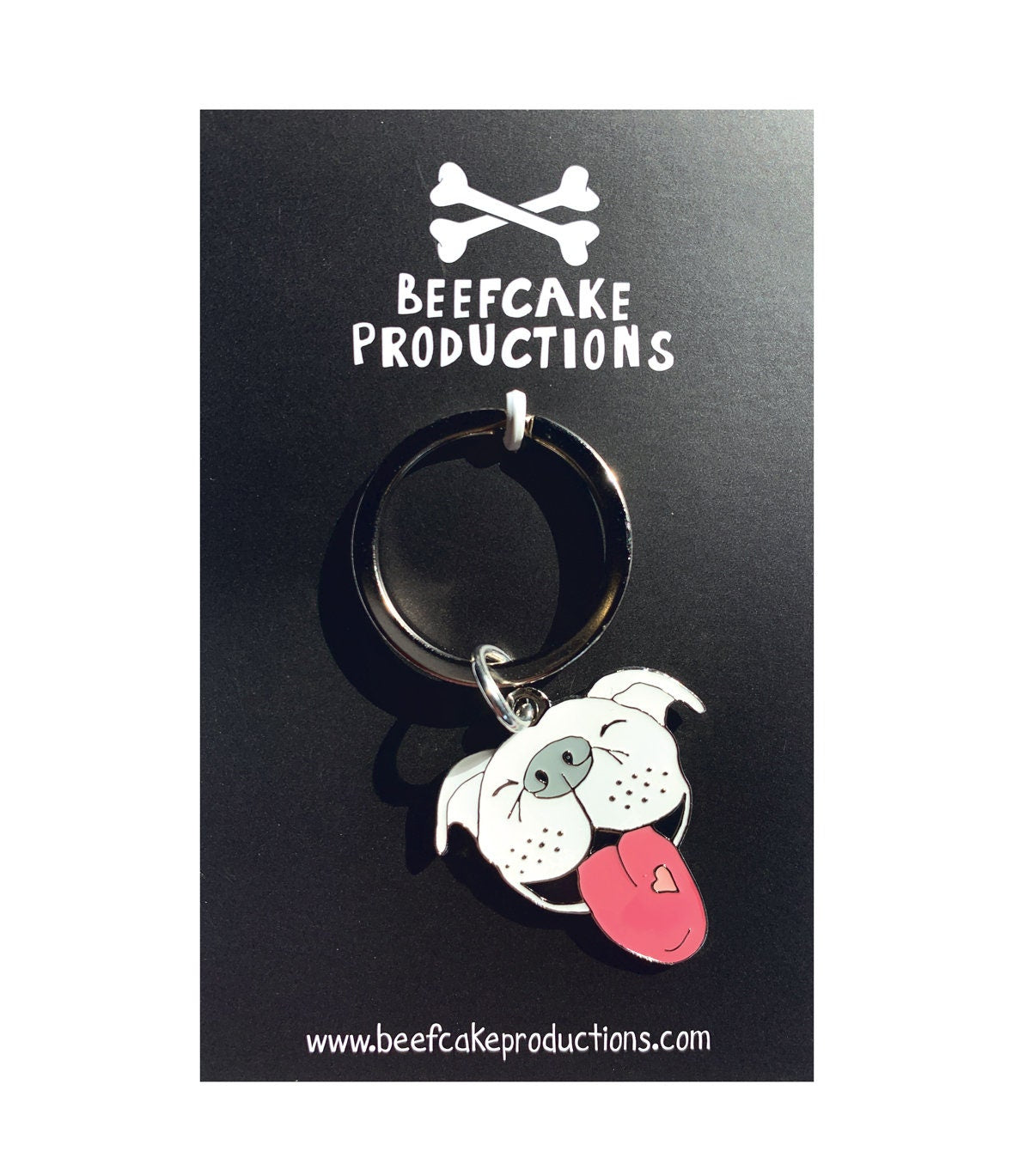 White Pitbull Keychain