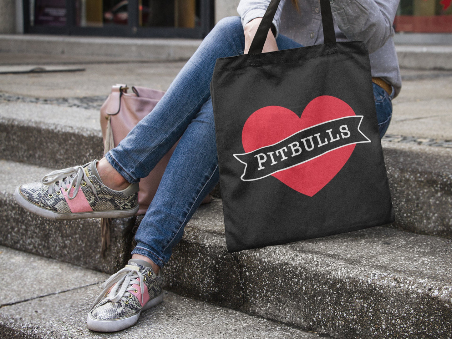 I love Pitbulls Tote Bag Black