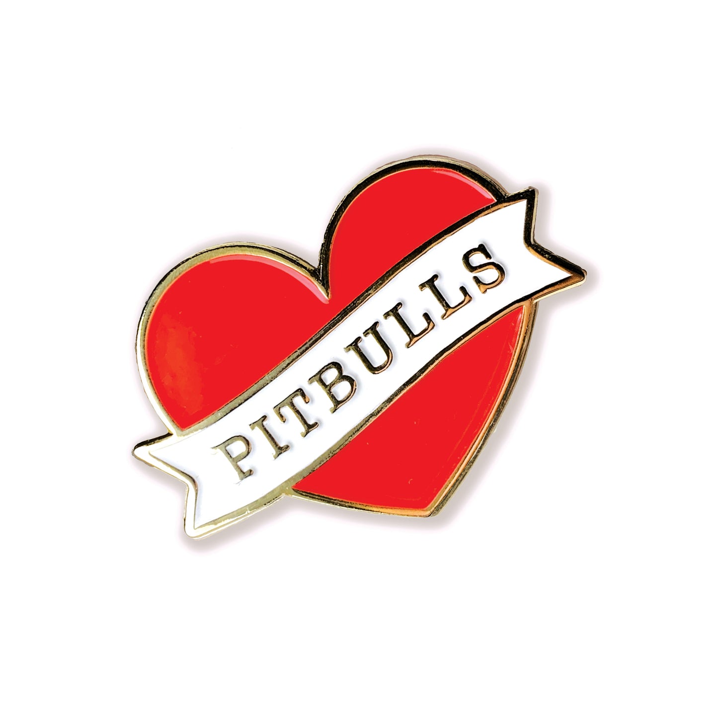 I love Pitbulls Pin Red Gold