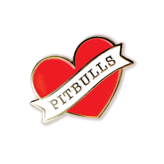 I love Pitbulls Pin Red Gold