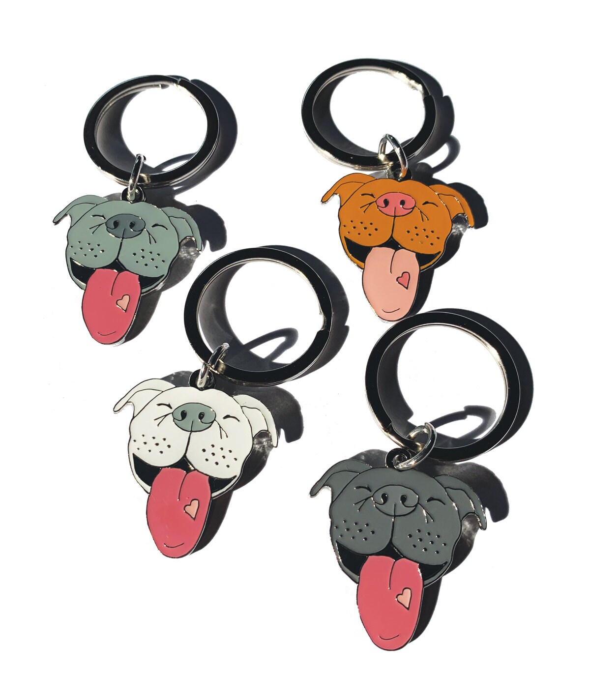 White Pitbull Keychain
