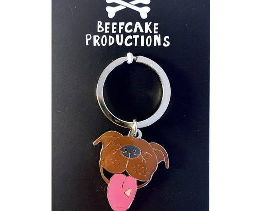 Brown Pitbull Keychain