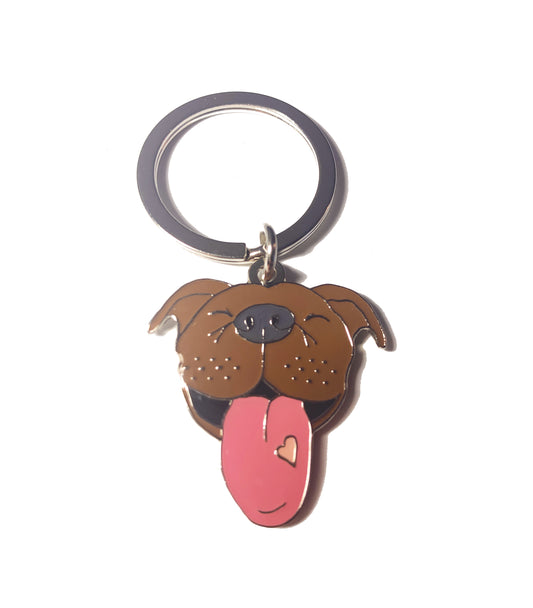 Brown Pitbull Keychain