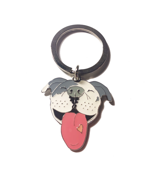 Gray Pitbull Keychain