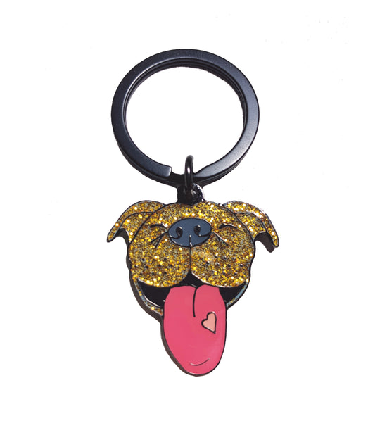 Bridle Pitbull Keychain Gold Glitter